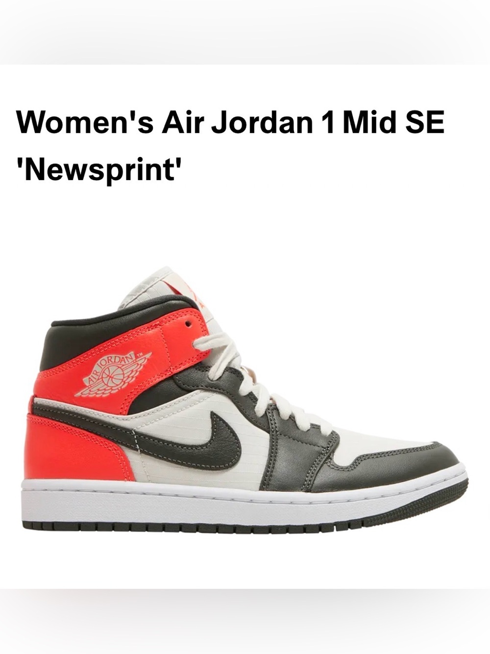 Women's Air Jordan 1 Mid SE 'Newsprint' size 8,5
